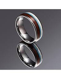 King Will Nature - Anillo de boda de carburo de tungsteno con incrustaciones de calaita de madera, unisex, ajuste cómodo
