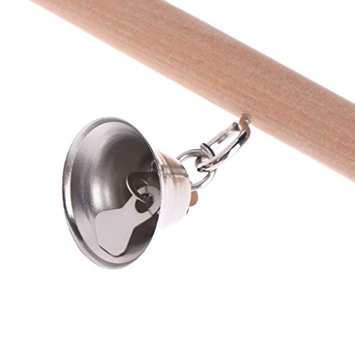 Hukai Birds Perch Parrot Play Toys Stand Holder natural Wooden Swing Bell Cage Hanging