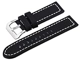 REV #ITAL264-1 Panerai Style 24mm Lug Width Black Thick Genuine Leather Replacement Band