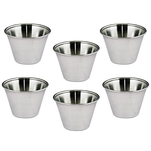 Kosma set of 6 Stainless Steel Condiment Cups | Pots Dish | Sauce Cup | Sauce Salad Dressing Cups - 4 oz/115 ml