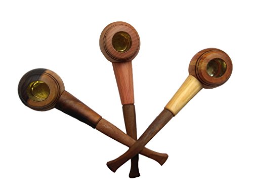 Tobacco Pipe Set of 3 - Handmade Wooden Smoking Pipes for Tobacco and Herbs - Unique 100% Natural Long Smoking Pipes