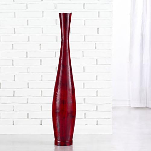 PoliVaz DV-Bamboo-CH-L Red Bamboo Decorative Vase, Medium