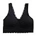 Coobie Seamless Comfort Bra with Lace Trim,Black,Medium