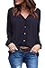 Sunfury Women Cuffed Long Sleeve Button Down Shirts Casual V Neck Blouses Tops