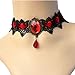 Meiysh Retro Handmade Lace Royal Court Vampire Choker Gothic Necklace Black Pendant Chain-red