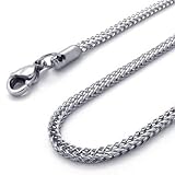 3.2mm KONOV Silver Stainless Steel Mens Necklace Chain 18-32