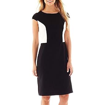 Black Label by Evan-Picone Colorblock Sheath Dress Size 6 at Amazon