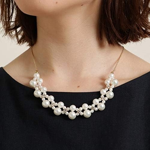 Amazon Co Jp アナトリエ Anatelier ダブルラインパールビジューネックレス 00 オフホワイト 003 ジュエリー