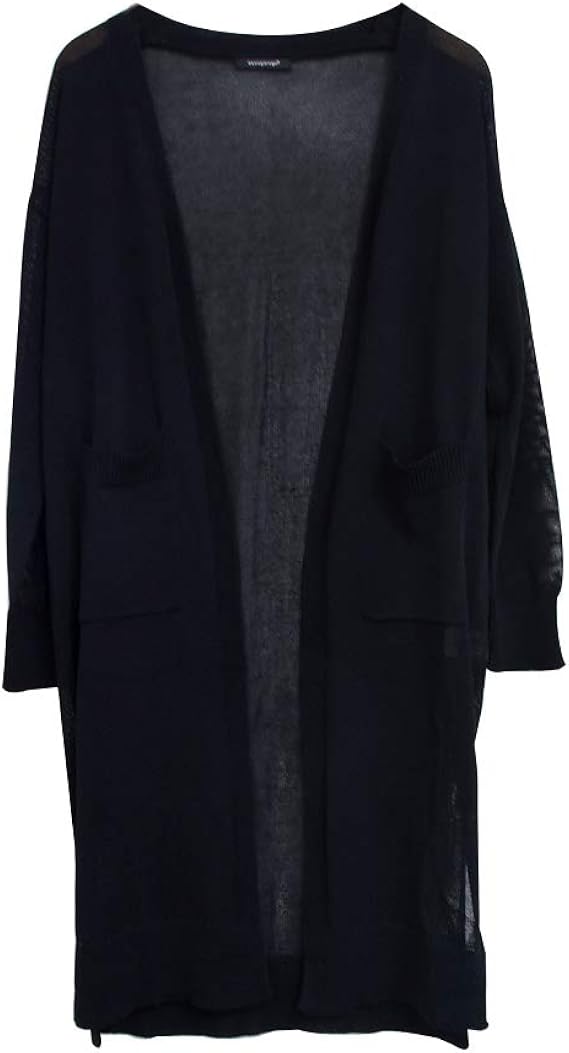 Amazon ロング丈サマーニットカーディガン レディース 春夏 長袖 ロングガウン ブラック カーディガン ボレロ 通販