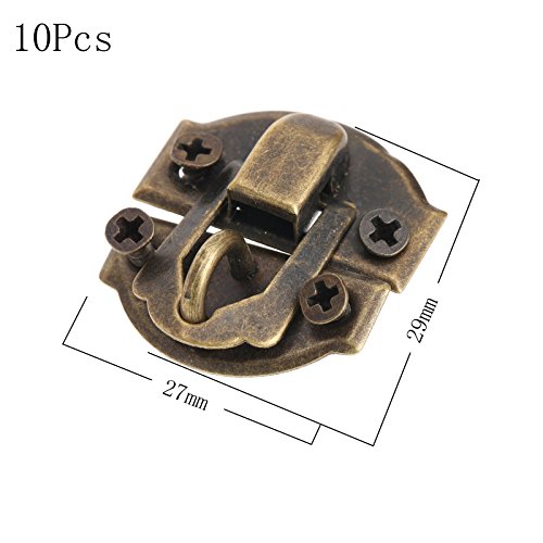 Dophee 10pcs Antique Brass Decorative Hasp Jewelry Wooden Box Hasp Latch Lock With Screws