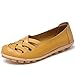 CIOR Women's Genuine Leather Loafers Casual Moccasin Driving Shoes Indoor Flat Slip-on Slippers,M556,Wheat,40