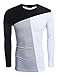 COOFANDY Men's Patchwork Crewneck Casual Slim Fit Long Sleeve Pullover T-Shirt