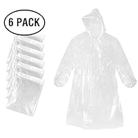 KUAHAIHINTERAL Rain Poncho, Emergency Disposable Rain Gear,Portable Raincoat Family Pack with Hood for Adults for Concerts,Camping,Hiking,Sports (Disposable 6 Pack)