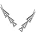 Humble Chic Triangle Ear Climbers - Arrow Shaped Cutout Ear Cuff Crawler Stud Earrings, Safe for Sensitive Ears, White Rhodium Triangle, Silver Tone Plated, Hypoallergenic