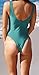 Women Monikini Swimsuit One Piece Sexy Cute Bathing Suits Lace-up U Back (L, Dark Green)
