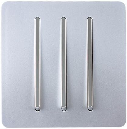 Trendi 3 Gang 1 Way Artistic Modern Glossy 10 Amp Rocker Tactile Light Switch - Silver