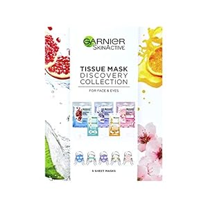 Garnier-Sheet-Mask-Discovery-Collection-Face-Eye-Sheet-Mask-set-for-Dehydrated-Dull-and-Tired-Skin-Pack-of-5-Sheet-Masks Garnier Sheet Mask Discovery Collection, Face & Eye Sheet Mask set for Dehydrated, Dull and Tired Skin, with glycerin…