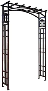 Panacea 84303 Mission Garden Arbor with Lanterns, Black, 79.5