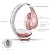 Bluetooth Headphones Over Ear, Wireless Stereo Headset with Deep Bass, Foldable and Lightweight, Wired and Wireless Two Modes for Cell Phone, TV, PC and Traveling by Jpodream - Rose Gold