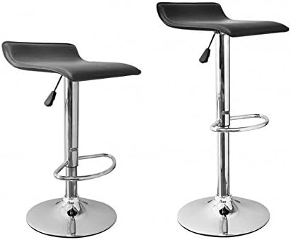 2 Pcs Black New Modern Adjustable Synthetic Leather Swivel Bar Stools Chairs B08