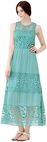 UP Ultrapink Junior Women's Designer Maxi Dress Racer Back Elastic Waist, Aqua, Large