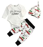 Cute Newborn Infant Baby Boy Girl Clothes Romper Tops +Long Pants Outfit 3Pcs Set, White, 0-6 Months, (70)