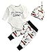 3Pcs Newborn Baby Christmas Pajamas Xmas Car Romper Pants+Xmas Hat Coming Home Outfits Set White