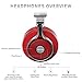 Bluedio T3 Extra Bass Bluetooth Headphones On Ear with Mic, 57mm Driver Folding Wireless Headset, Wired and Wireless Headphones for Cell Phone/TV/PC Gift (Red)