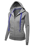 Doublju Womens Long Sleeve Super Slim Zip-Up Hoodie
