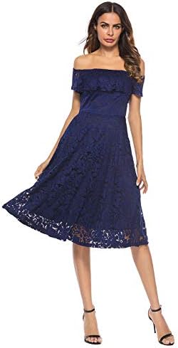 YIXUAN Women Vintage Off Shoulder Dresses Floral Lace Party Cocktail Swing Dress