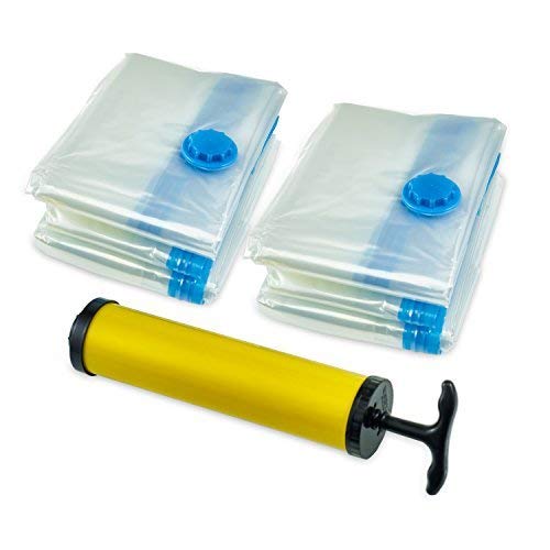 Premium Vacuum Storage Bags* (8pack 100 x 80CM ) Extra Thick Space Saver Bags* Thicker and Stronger Jumbo Vacuum Bag Storage * More bags in the pack than other Brands out there. 8 Jumbo bags + FREE Hand-Pump for Travel!Double-Zip Seal and T