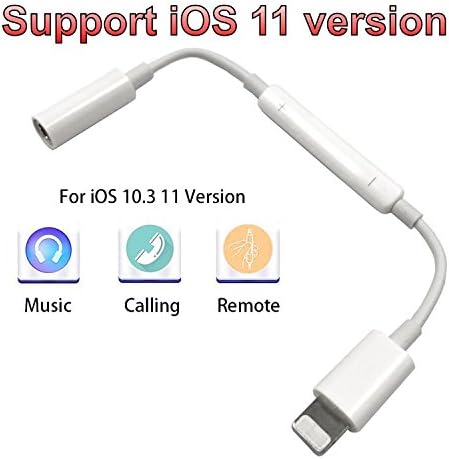 Lightning to 3.5 mm Headphone Jack Adapter, Connector for iPhone X/ iPhone 8/ 8 plus/ iPhone 7/ 7 plus/ iPod Touch/ iPad, Support for Music Control &amp; Calling Function (Supports iOS 10.3 or Later)