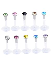 Jovivi - juego de aretes para la oreja, ceja, pezón, labio, ombligo, lengua, nariz, 126 unidades, 14 G, 16 G, 20 G. Incluye agujas, guantes y herramientas