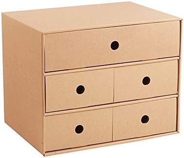 Amazon Com Desk Cardboard Storage Box Drawer Type Diy File Cabinet 4 Drawers Light And Portable 34 5x24 5x37 5cm Color Brown Home Kitchen