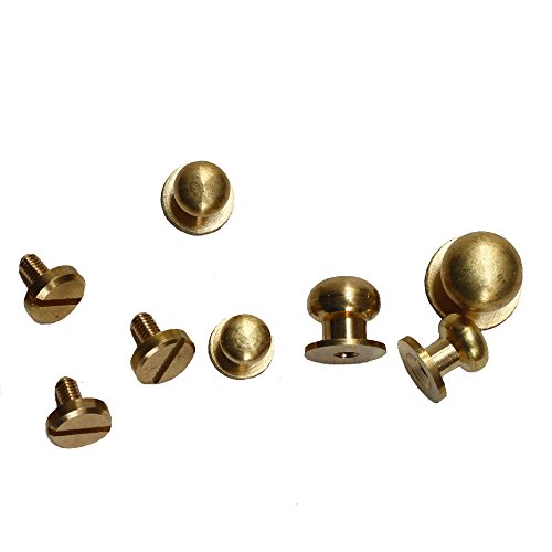Happy E-life 20 Pcs Head Button Brass Stud Screwback Screw Back Spots DIY for Purse Handbag(6mm)