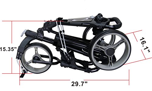 image for Qwik-Fold 3 Wheel Push Pull Golf Cart, Patented Bullet System and Foot