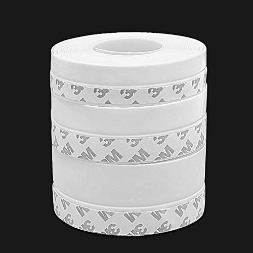 Self Adhesive Door Seal Strip Weather Stripping Silicone Bottom Door Seal Soundproof Doors and Windows Weather Stripping Translucence 16 Feet 1 inch (25MM White)