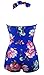 COCOSHIP Women's Elegant Floral Retro Boy-Leg One Piece Ruched Maillot Front Twist Swimsuit(FBA)