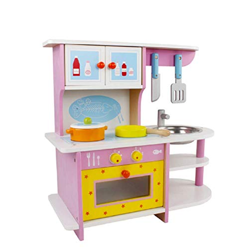 COSMOLINO Küchenzeile-Modern, Küchenspielzeug, Spielküche aus Holz, Spielzeugsets