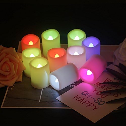 ESHOW Pack of 10, Color Changing LED Flameless Candle Lights, Nonflammable Battery Operated Unscented Safe Candles with Remote Control and Timer, D1.5"xH2" (Multi-color)