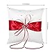 Yosoo 20cmx20cm Bridal Wedding Pocket Ring Pillow Cushion Bearer with Double Hearts Decoration, Red