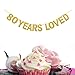 Qibote Gold Glitter 80 Years Loved Banner for 80th Birthday,80 Wedding Anniversary Party Decorations