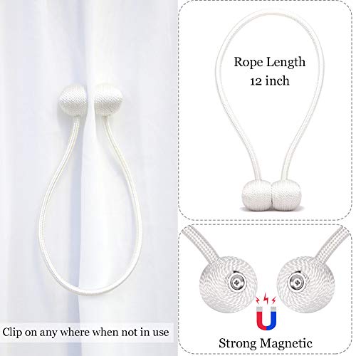 Magnetic Curtain Tiebacks Holdbacks Decorative Magnet Window Hold Drape Tie Backs (White) - Thumbnail 4