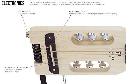 Traveler Guitar, 6-String Ultra-Light Acoustic, Right, Maple, Guitar Kit (ULA MPS SK) - Thumbnail 4