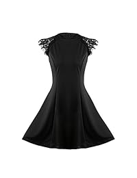 SUNNOW Vestido corto de encaje sin mangas para mujer