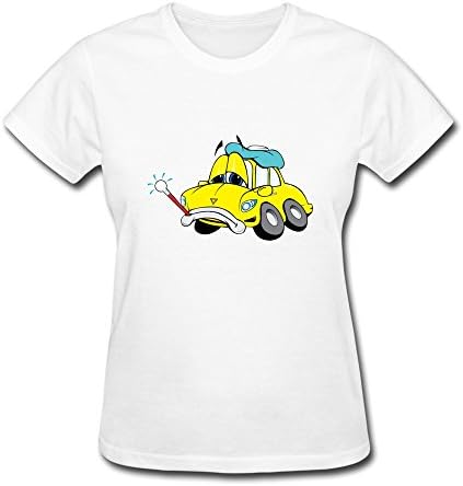 WSB Women's Tees Funny Sick Cartoon Car White XL