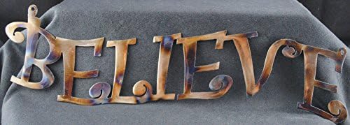 Believe cut out, Metal Decor, Metal Wall Art, Words of Faith, Christening Gift, Baptismal Gift, House Warming Gift, Home Decor, Office Decor