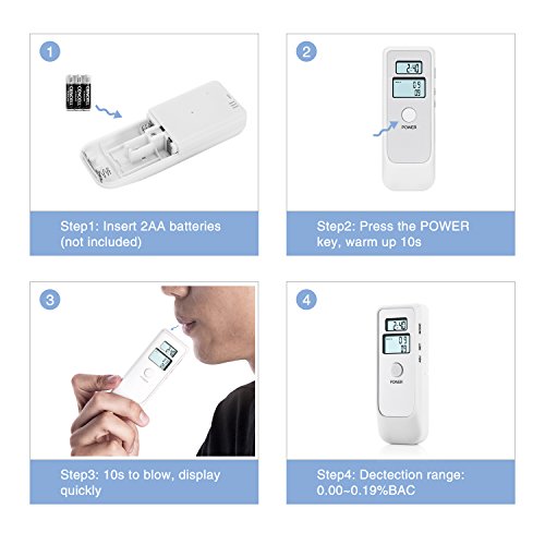 Professional Digital Breathalyzer, FitMaker Portable Breath Alcohol Tester with LCD Screen for Home Use - Thumbnail 4