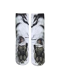 Moonasy Calcetines unisex con diseño de huellas de animales impresos en 3D