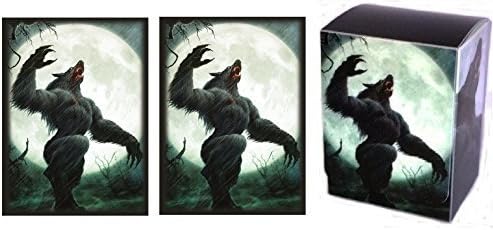 FULL MOON - 1 Deck Box + 100 Shuffle-Tech GLOSS Finish Werewolf Sleeves by MAX PRO (fits Magic / MTG, Pokemon Cards) ... by MAX PRO Supplies